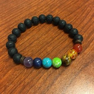 Chakra Lava Rock Stretch Bracelet